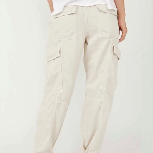 Free People First Light Utility Cargo Pant ALMOND MILK cream wide leg size 12 - Picture 2 of 15